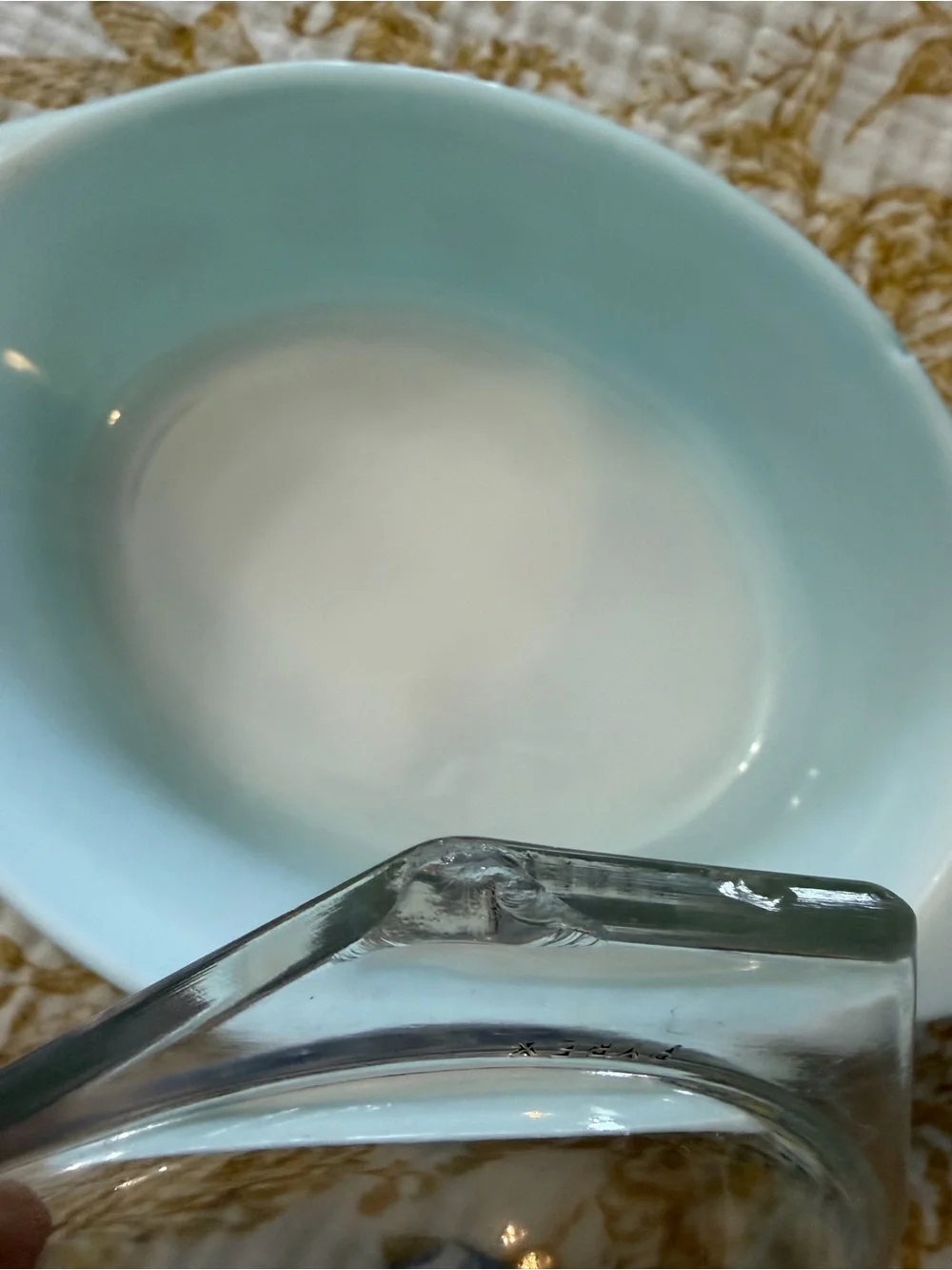 Pyrex Turquoise Snowflake Covered Casserole Dish